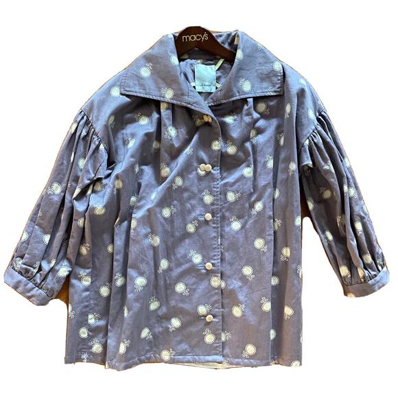 ELEVENSES Kimono Women's Medium Anthropologie Jacket Lila Dotted Trench Jacket - Picture 6 of 10